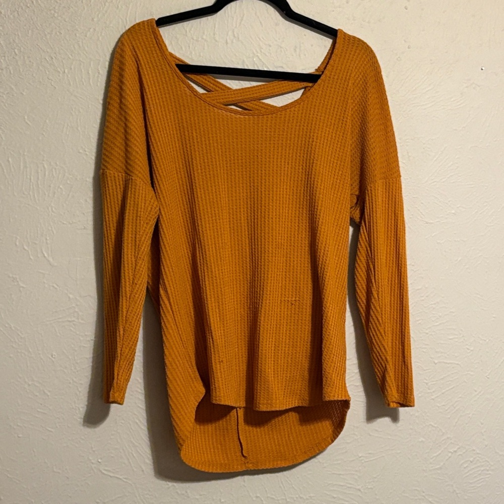 Charlotte Russe Mustard Waffle Knit Blouse